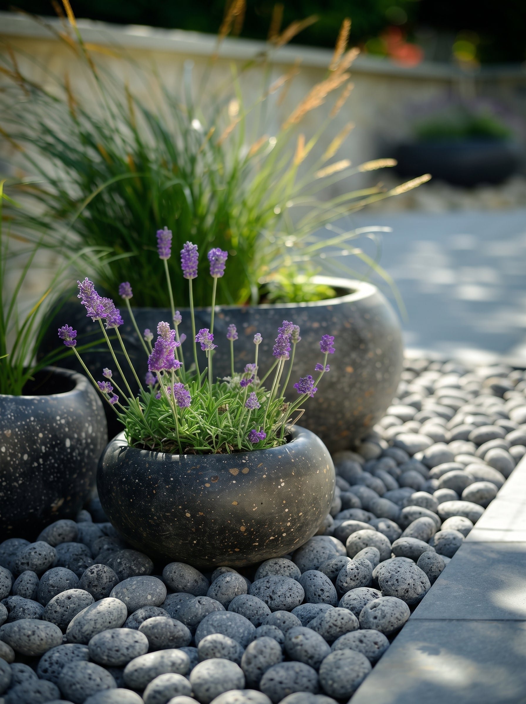 BLACK LAVA Polished Tumbled Garden Pebbles
