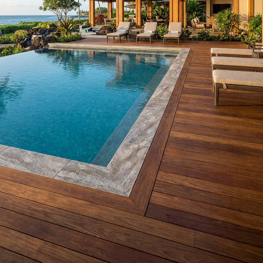 MADEIRA Travertine Bush-Hammered Brushed-Unfilled Pool Coping