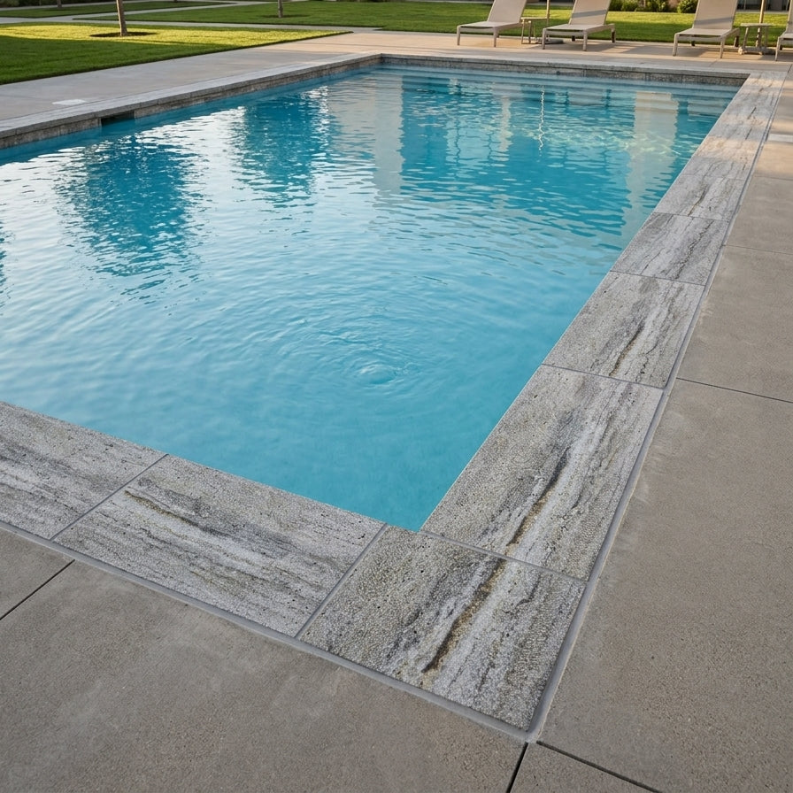 VOLCANO Travertine Bush-Hammered Brushed-Unfilled Pool Coping