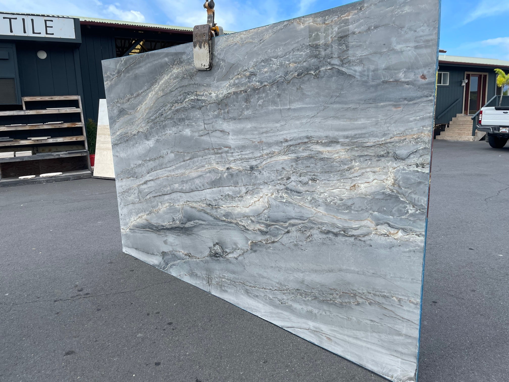 Platinus Silver Quartzite Slab Hawaii Stone Imports