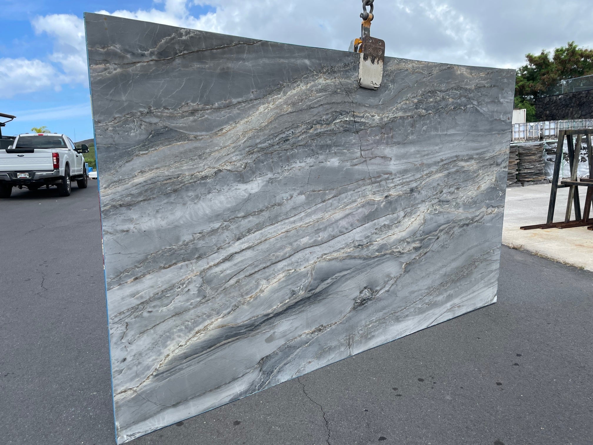 Platinus Silver Quartzite Slab Hawaii Stone Imports