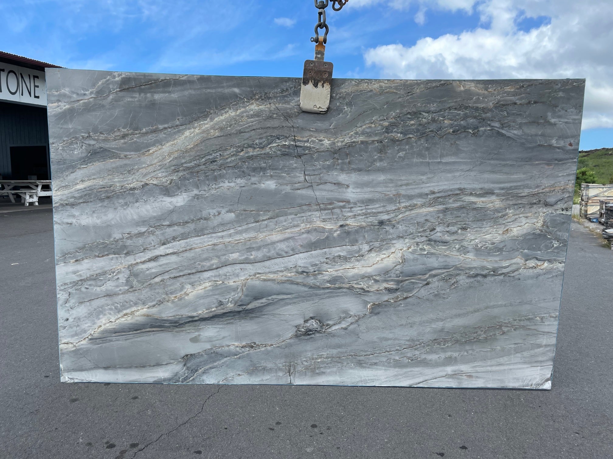 Platinus Silver Quartzite Slab Hawaii Stone Imports