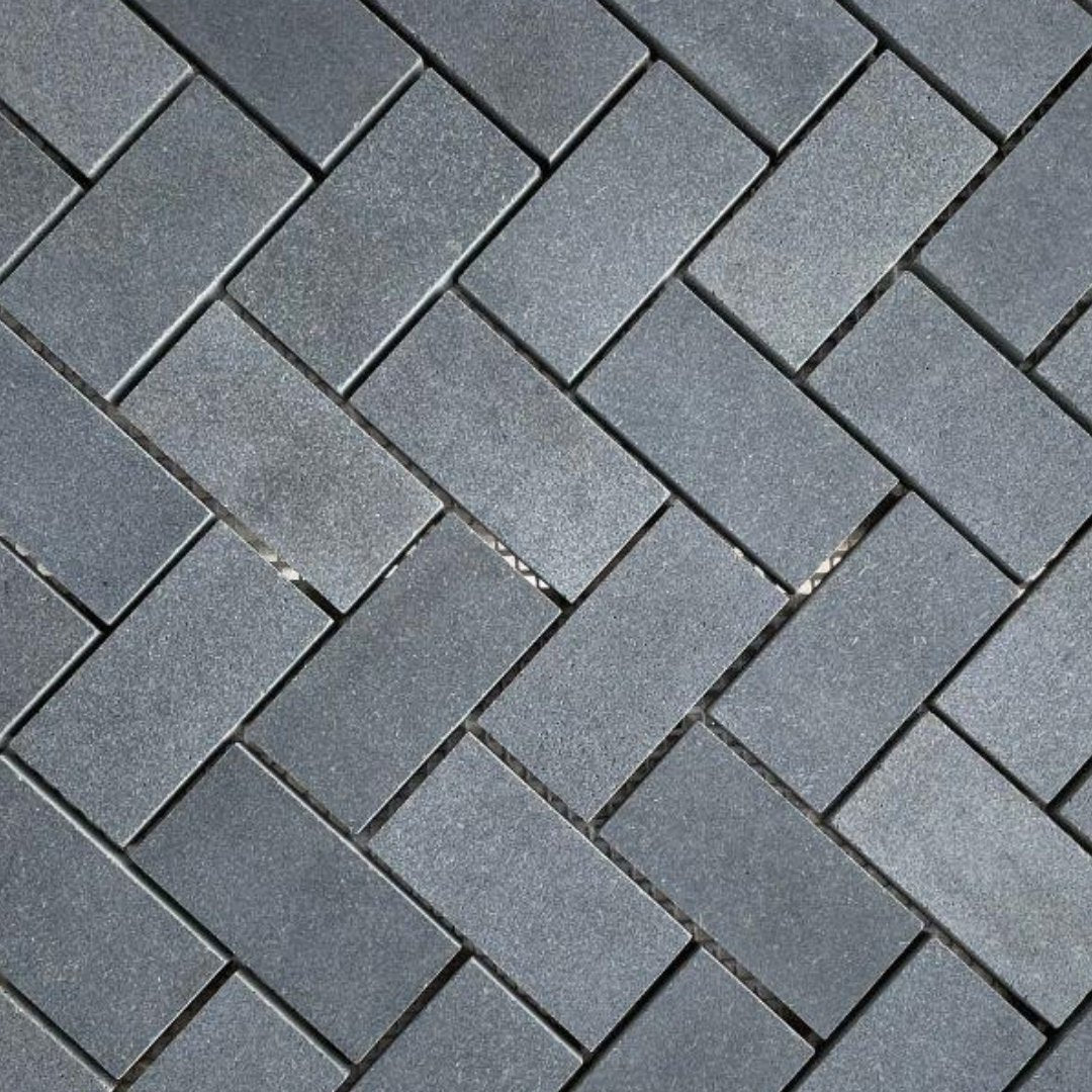SOLID LAVA GREY Herringbone Honed Mosaic - Vulcano