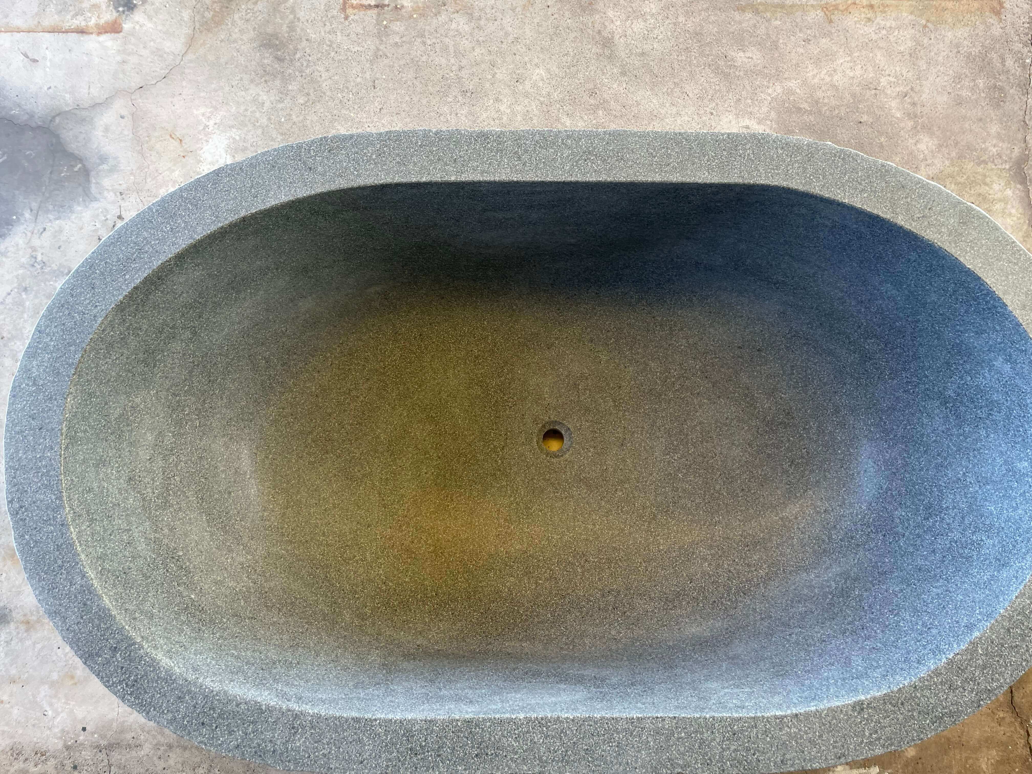 CHARCOAL GREY Granite honed/filled interior & rough picked exterior- Oval-in Bathtub