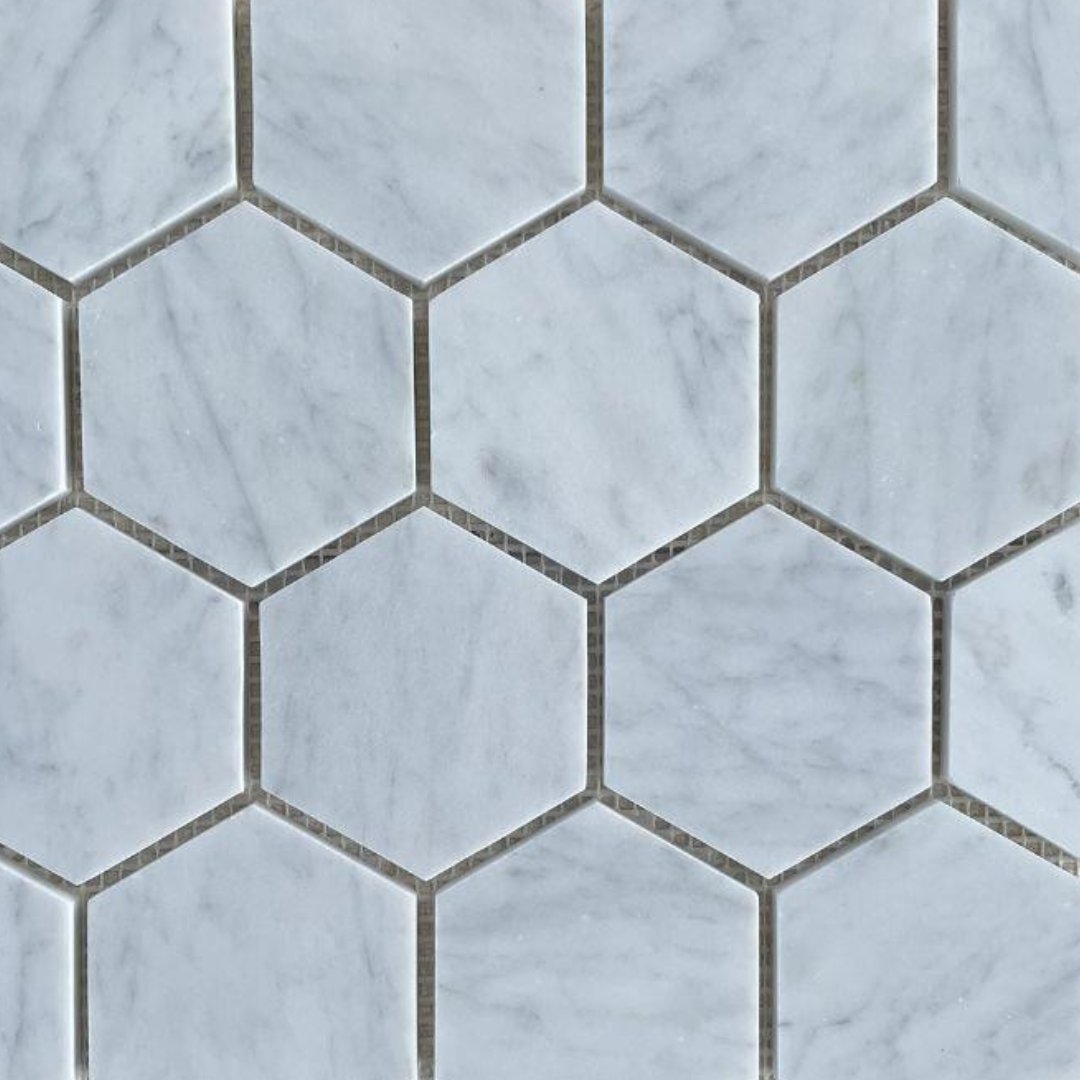 CARRARA WHITE Hexagon Mosaic - Havai'iano