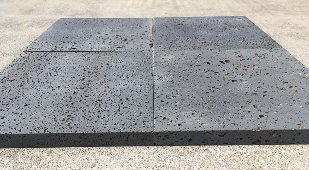 PUKA LAVA GREY - STRAIGHT, Basalt Brushed - 18" x 18" x 1.5" Paver & Flagstone