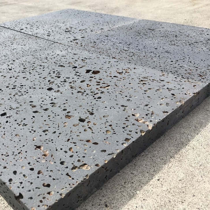 PUKA LAVA GREY - STRAIGHT, Basalt Brushed - 18" x 18" x 1.5" Paver & Flagstone