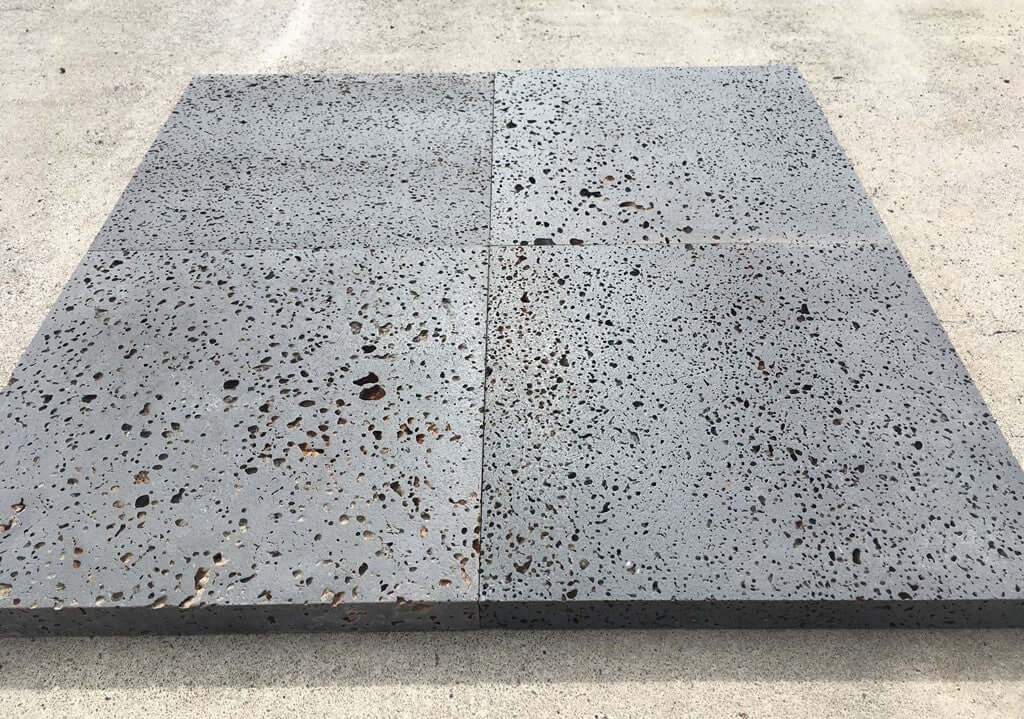 PUKA LAVA GREY - STRAIGHT, Basalt Brushed - 18" x 18" x 1.5" Paver & Flagstone