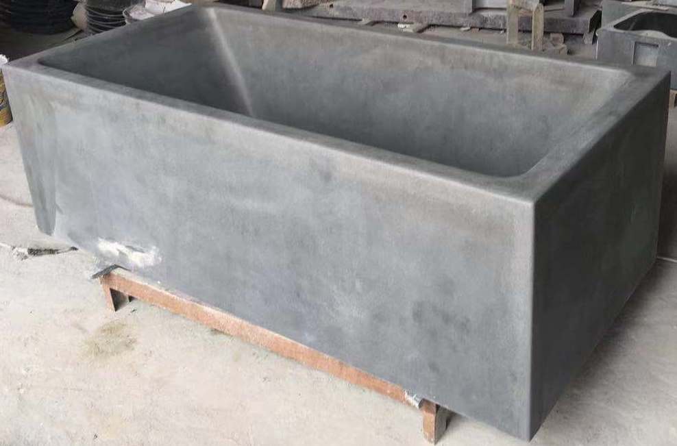 SOLID LAVA GREY Basalt Honed interior & exterior Rectangle Bathtub