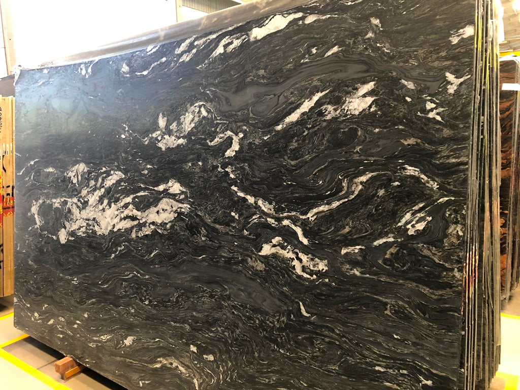 Mandala Black Marble Slab Hawaii Stone Imports