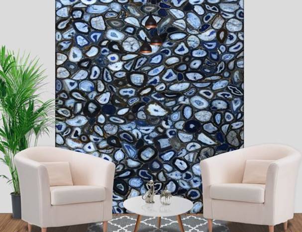 BONITA BLUE PREMIUM Semi Precious Agate Gemstone Polished Slab