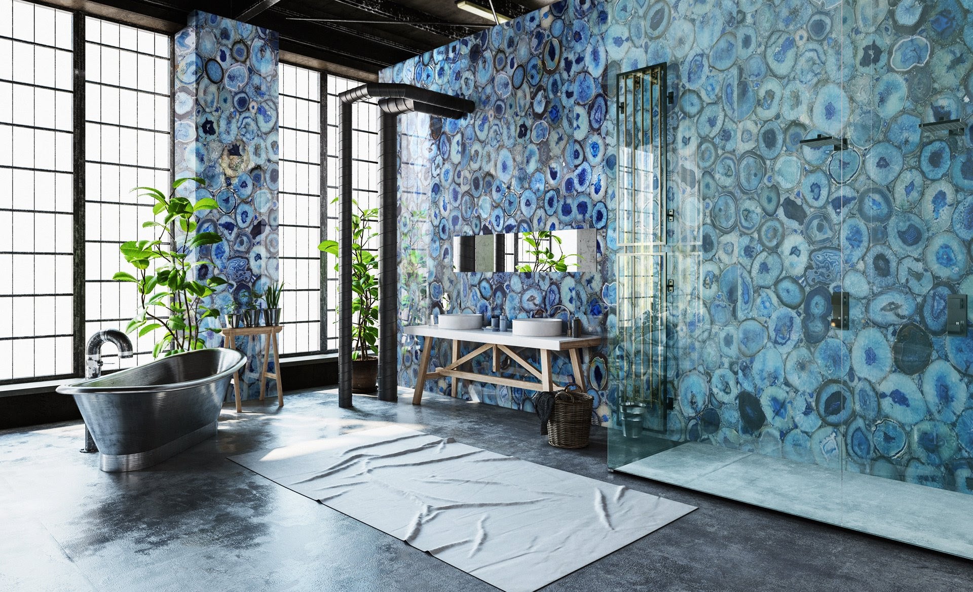 BONITA BLUE JUMBO Semi Precious Agate Gemstone Polished Slab