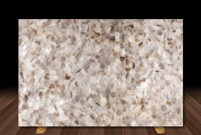 CRYSTAL DIAMOND FIORE Semi Precious Quartz Polished Slab