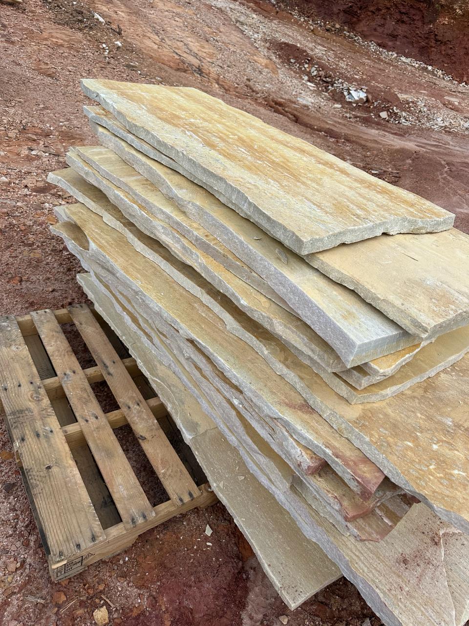 DAFFODIL YELLOW Quartzite Natural Split-Face Rectangle Free Lengths Large Planks Random Edge Paver Flagstone