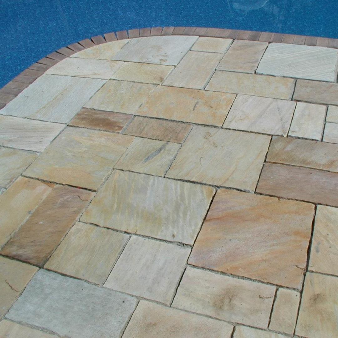 DAFFODIL YELLOW Quartzite Natural Split-Face Square-Rectangle Mix Straight Edge Paver Flagstone