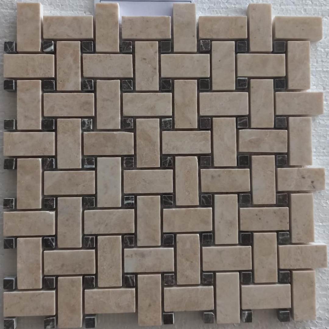 BEIGE & EMPERADOR Basket Weave Polished Mosaic