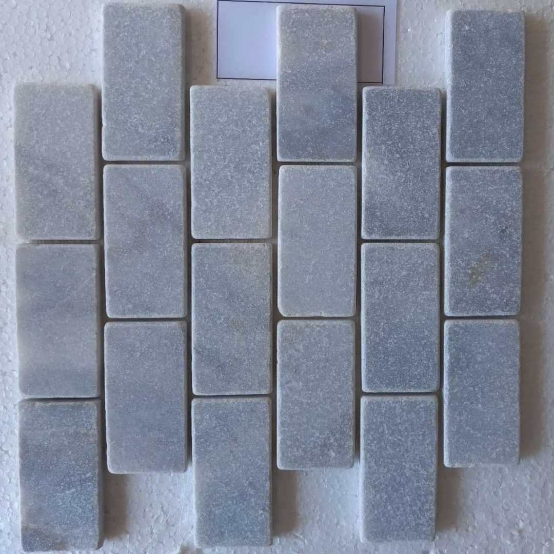 BIANCO GREY Brick 2"X4" Tumbled Mosaic