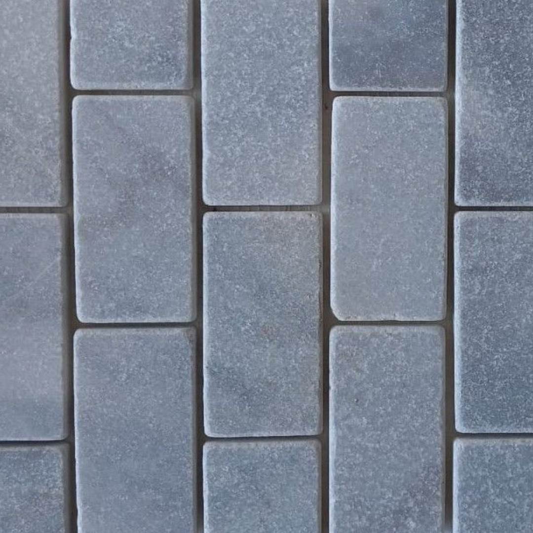 BIANCO GREY Brick 2"X4" Tumbled Mosaic