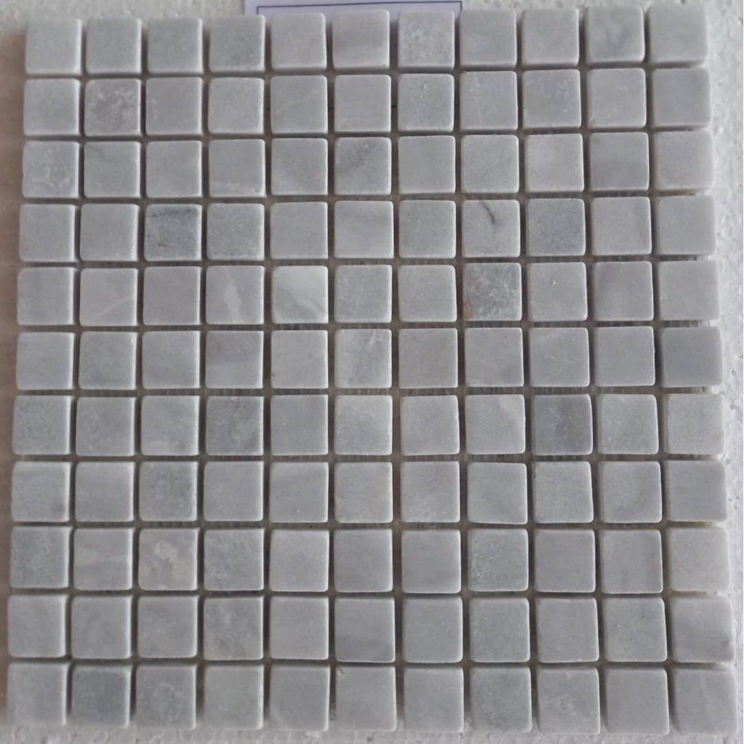 BIANCO GREY Squares Mini 1"X1" Tumbled Mosaic