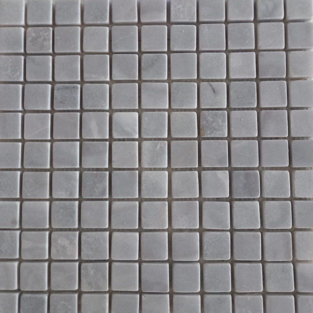 BIANCO GREY Squares Mini 1"X1" Tumbled Mosaic