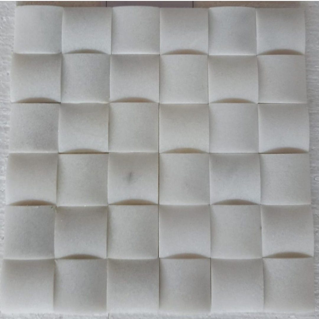 BIANCO WHITE 3d Weave Honed Mosaic