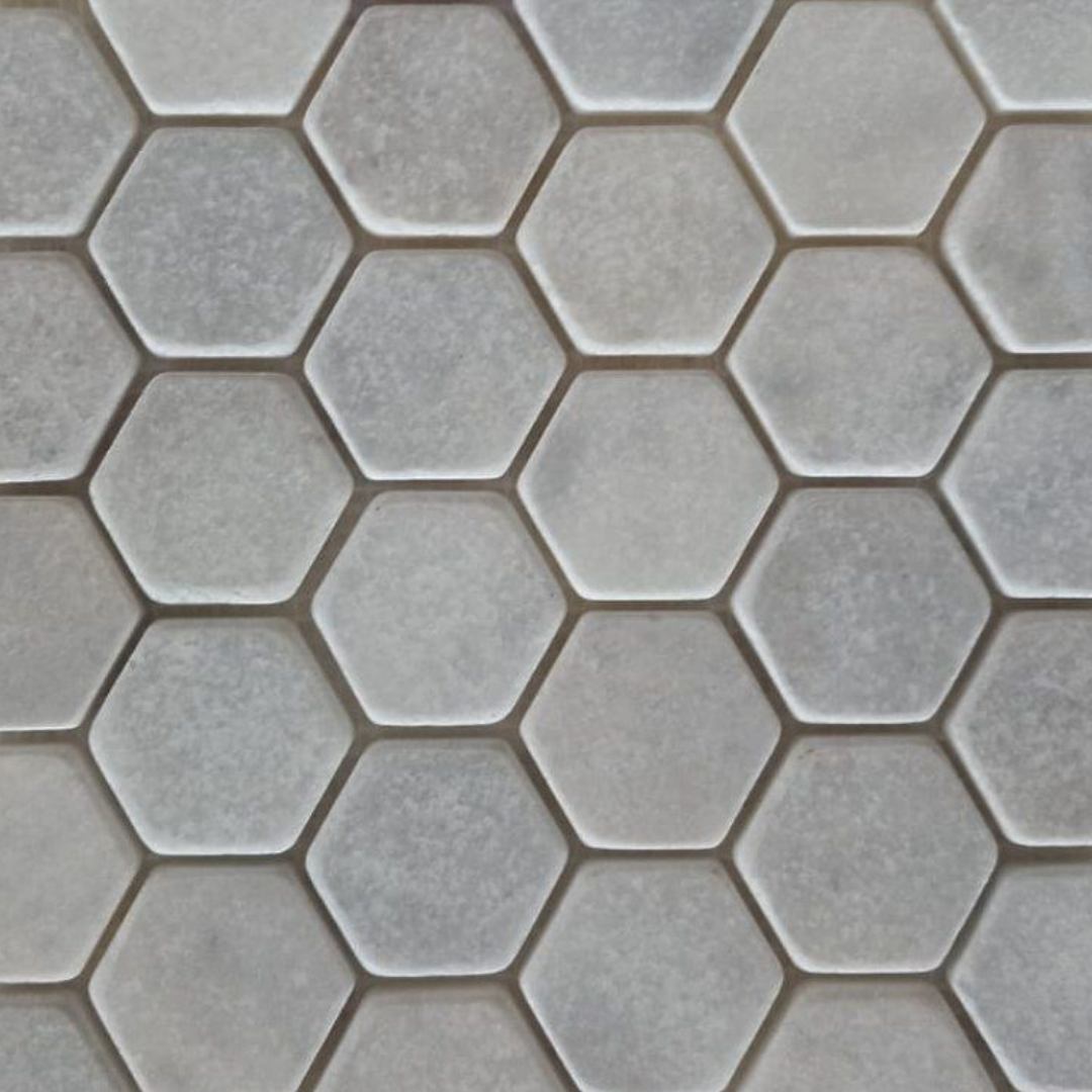 BIANCO WHITE Hexagon Tumbled Mosaic