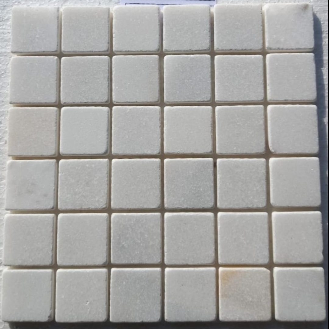 BIANCO WHITE Squares 2"X2" Tumbled Mosaic