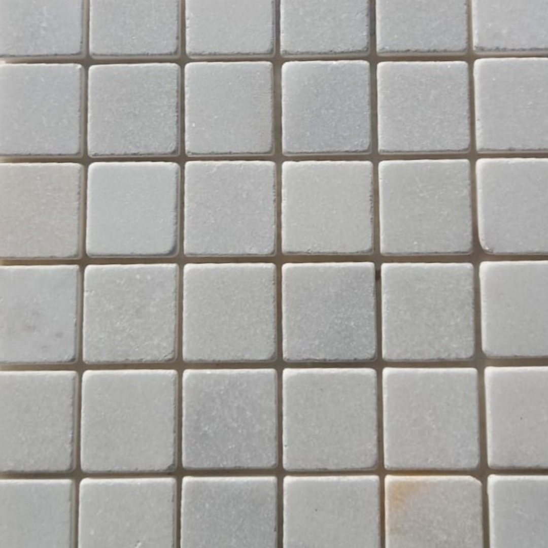 BIANCO WHITE Squares 2"X2" Tumbled Mosaic