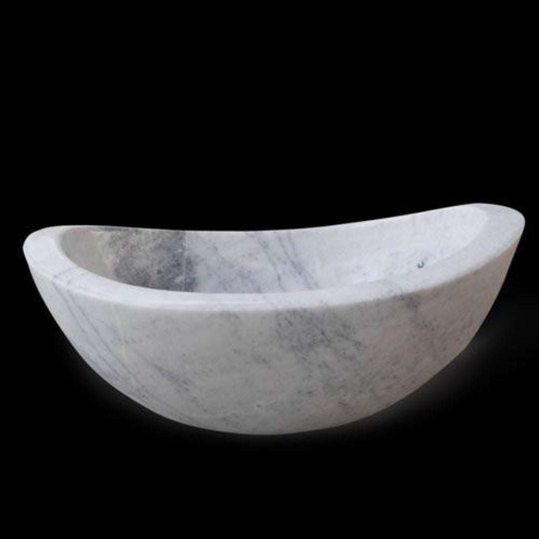 CARRARA WHITE Marble Honed/Filled Oval Bathtub