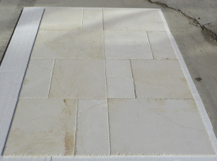 CASCADE WHITE Marble Brushed, Chiseled Edge Tile
