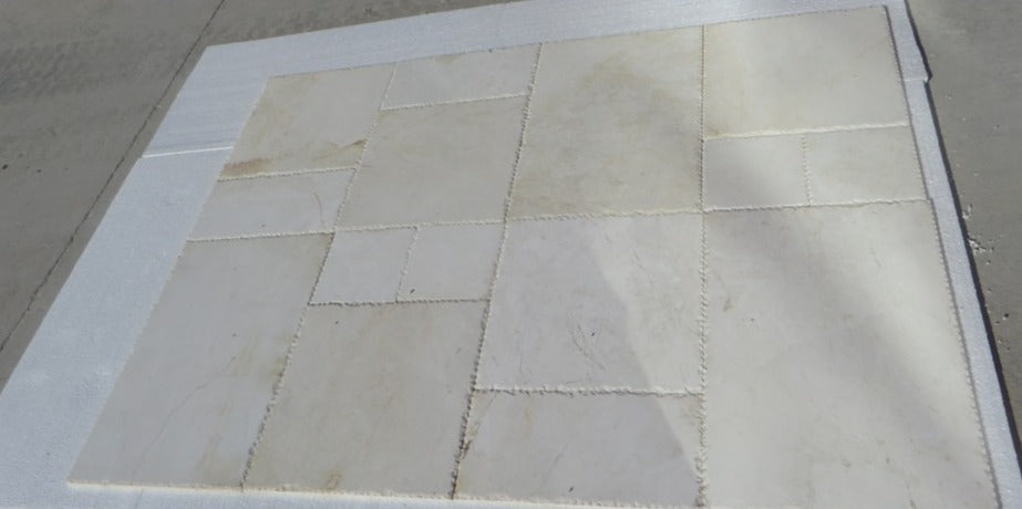 CASCADE WHITE Marble Brushed, Chiseled Edge Tile