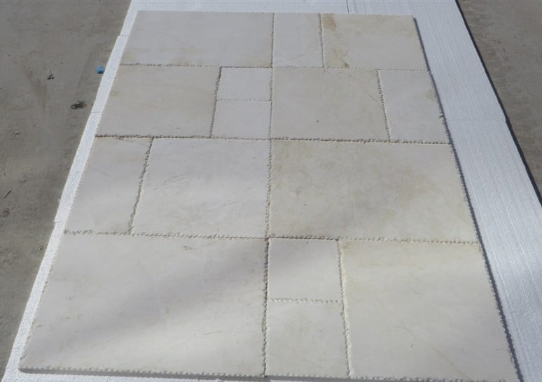 CASCADE WHITE Marble Brushed, Chiseled Edge Tile