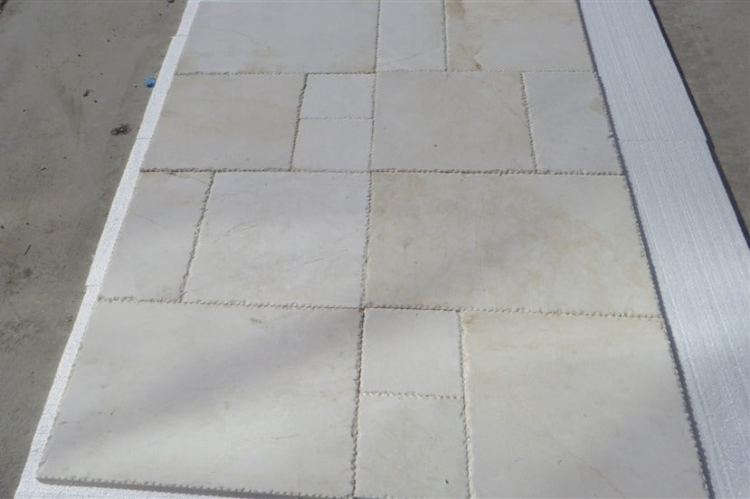 CASCADE WHITE Marble Brushed, Chiseled Edge Tile