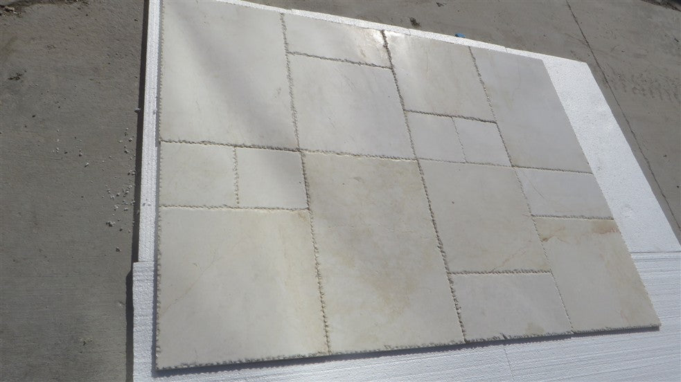 CASCADE WHITE Marble Brushed, Chiseled Edge Tile