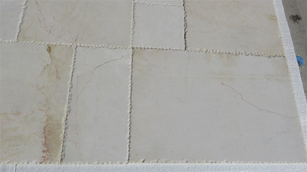 CASCADE WHITE Marble Brushed, Chiseled Edge Tile
