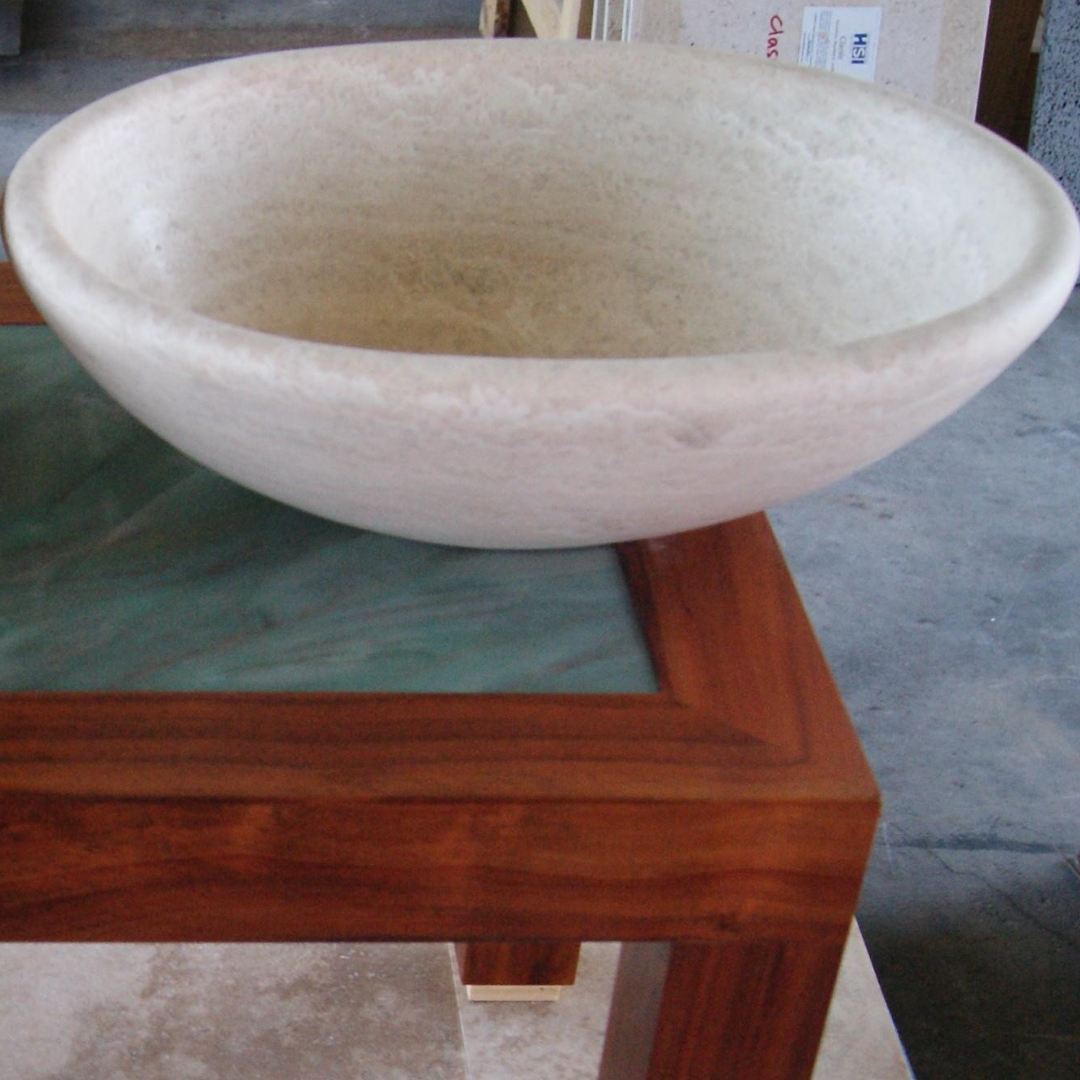 CLASSIC MEDIUM Travertine Honed/Filled Vessel & Oval Sink