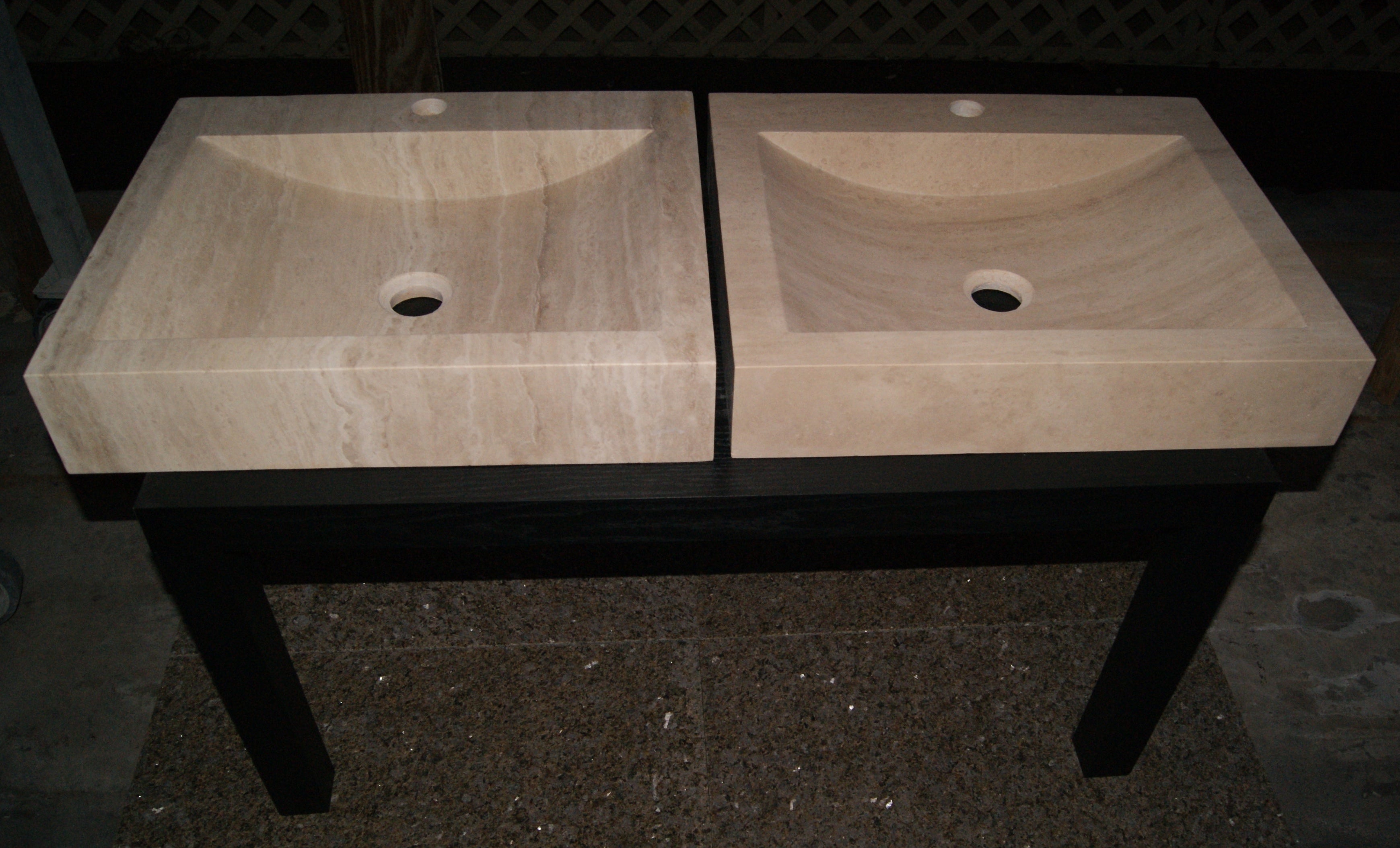 CLASSIC MEDIUM Travertine Straight & Bow Sink