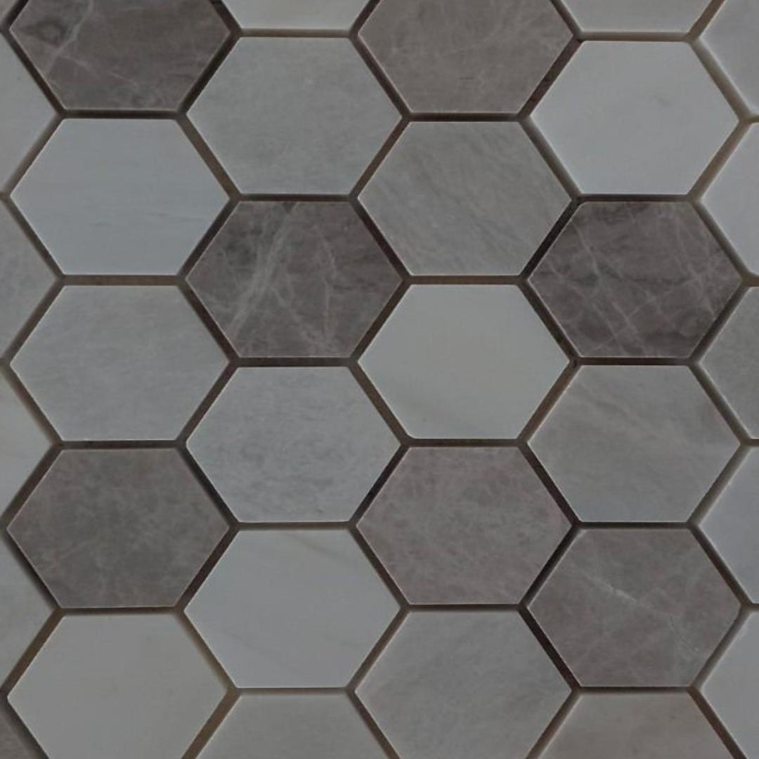 DOLOMITE, ICEBERG & GREY Hexagon Honed Mosaic