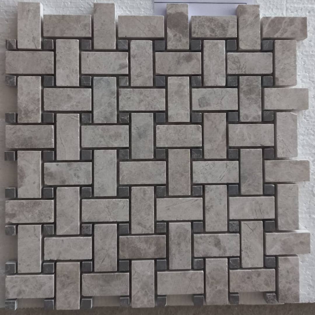 GREY & EMPRADOR Basket Weave Honed Mosaic