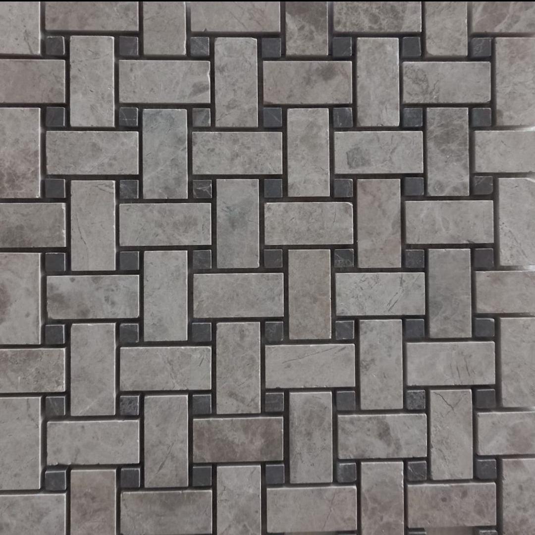 GREY & EMPRADOR Basket Weave Honed Mosaic