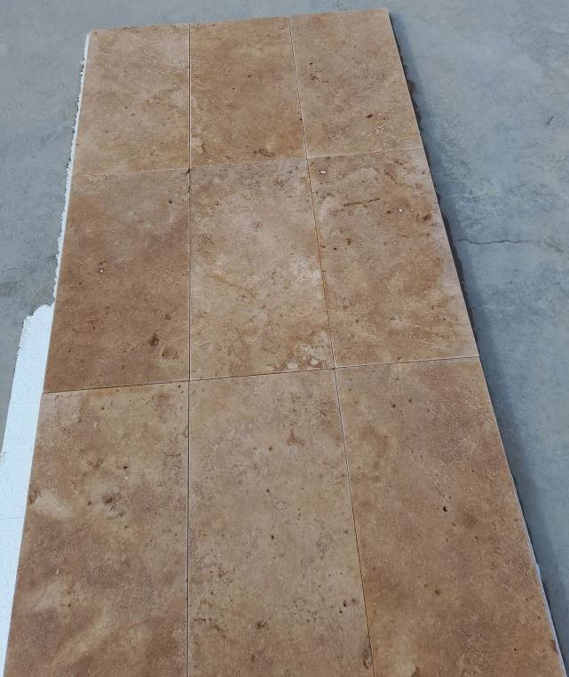 LIGHT WALNUT Travertine Brushed-Unfilled Tile