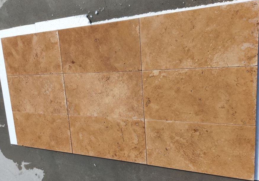 LIGHT WALNUT Travertine Brushed-Unfilled Tile