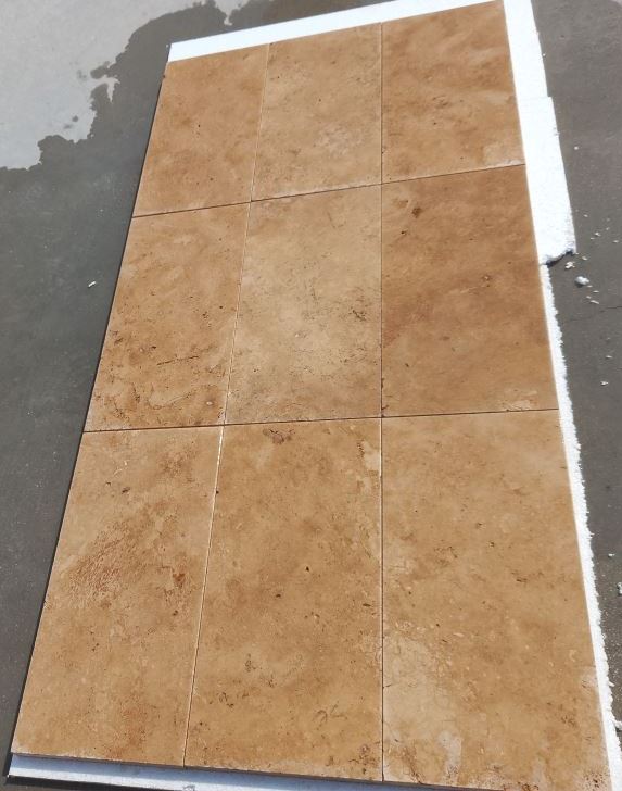 LIGHT WALNUT Travertine Brushed-Unfilled Tile