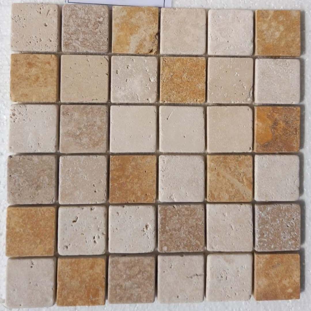 MIXED COLOR Squares 2"X2" Tumbled Mosaic