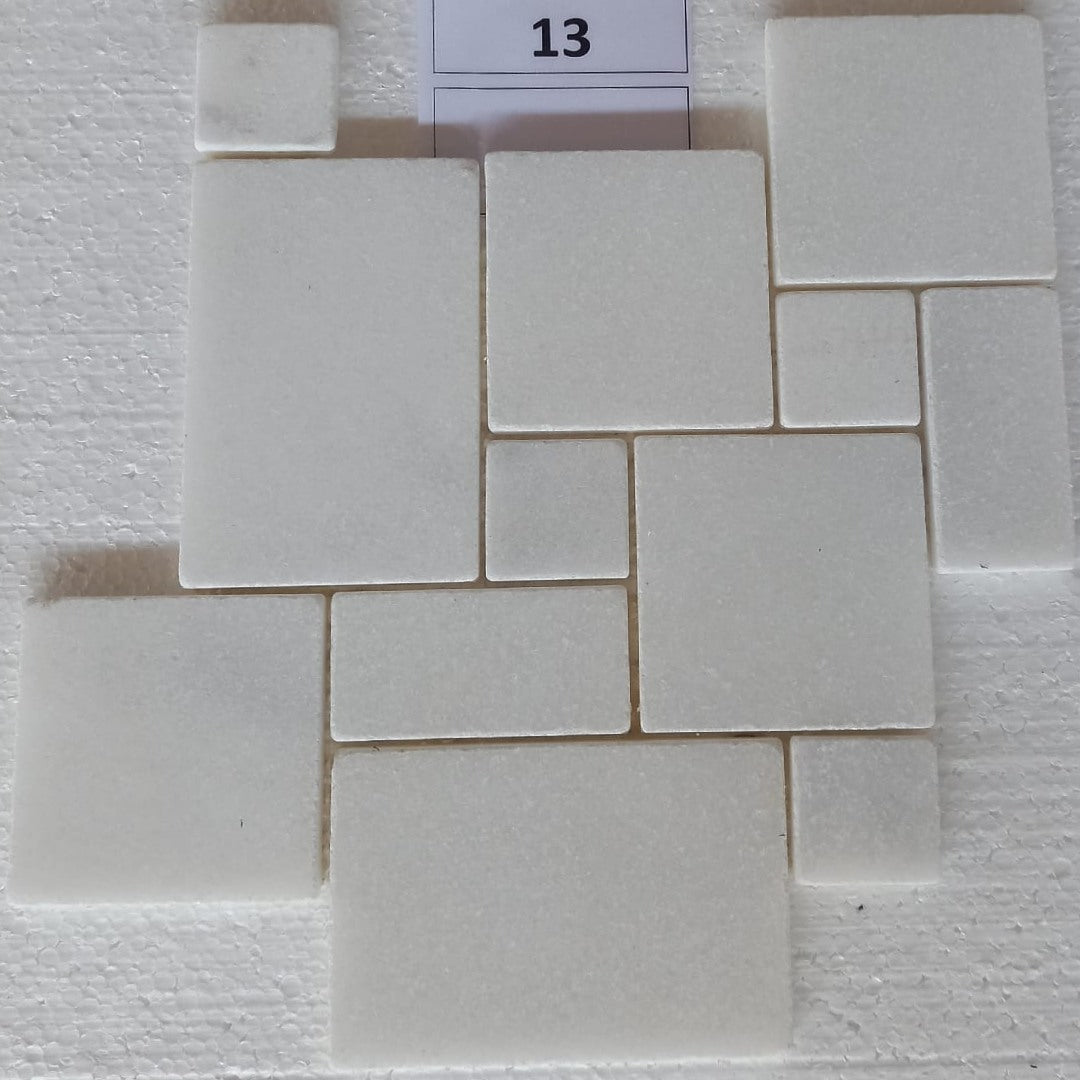 BIANCO WHITE Ashlar 12"x12" Tumbled Mosaic