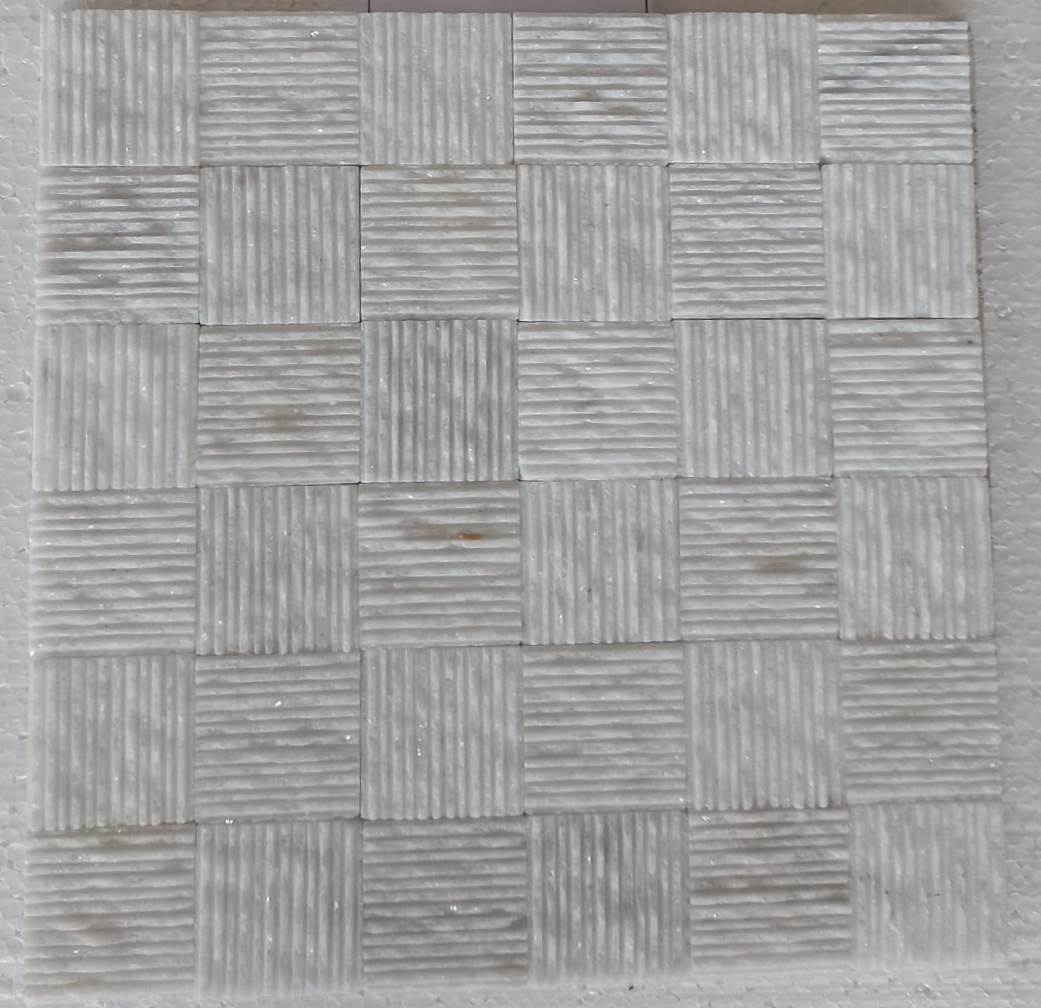 BIANCO WHITE Crossroads 12"x12" Combed Mosaic