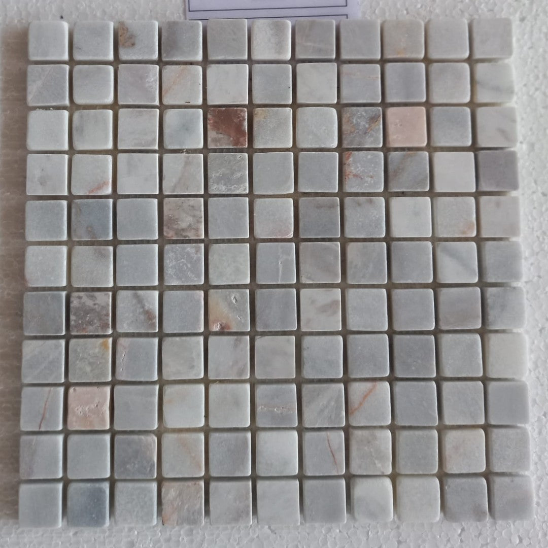 BIANCO VENUS Squares 1"X1" on mesh 12"x12" Tumbled Mosaic