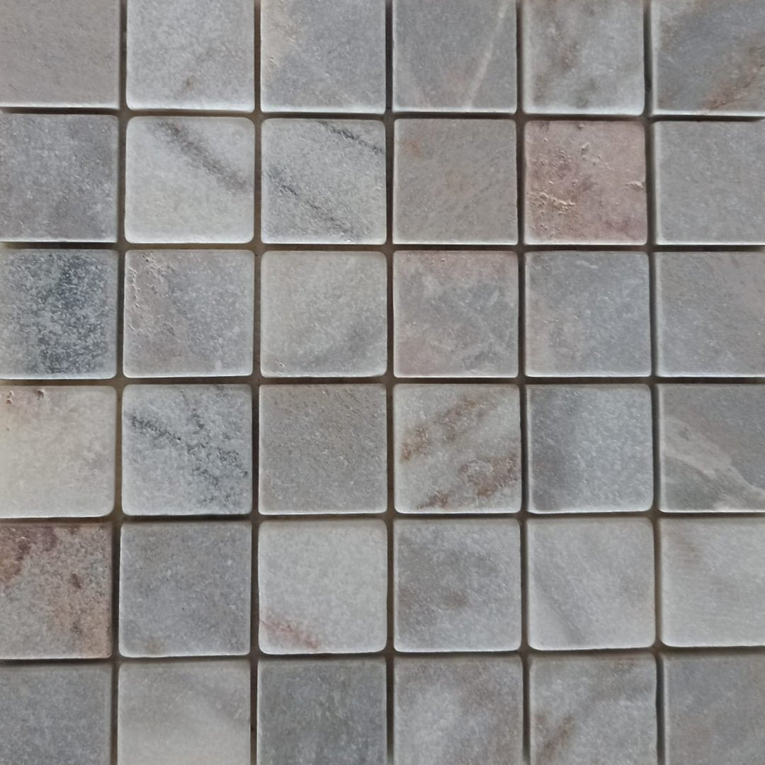 BIANCO VENUS Squares 2"X2" on mesh 12"x12" Tumbled Mosaic