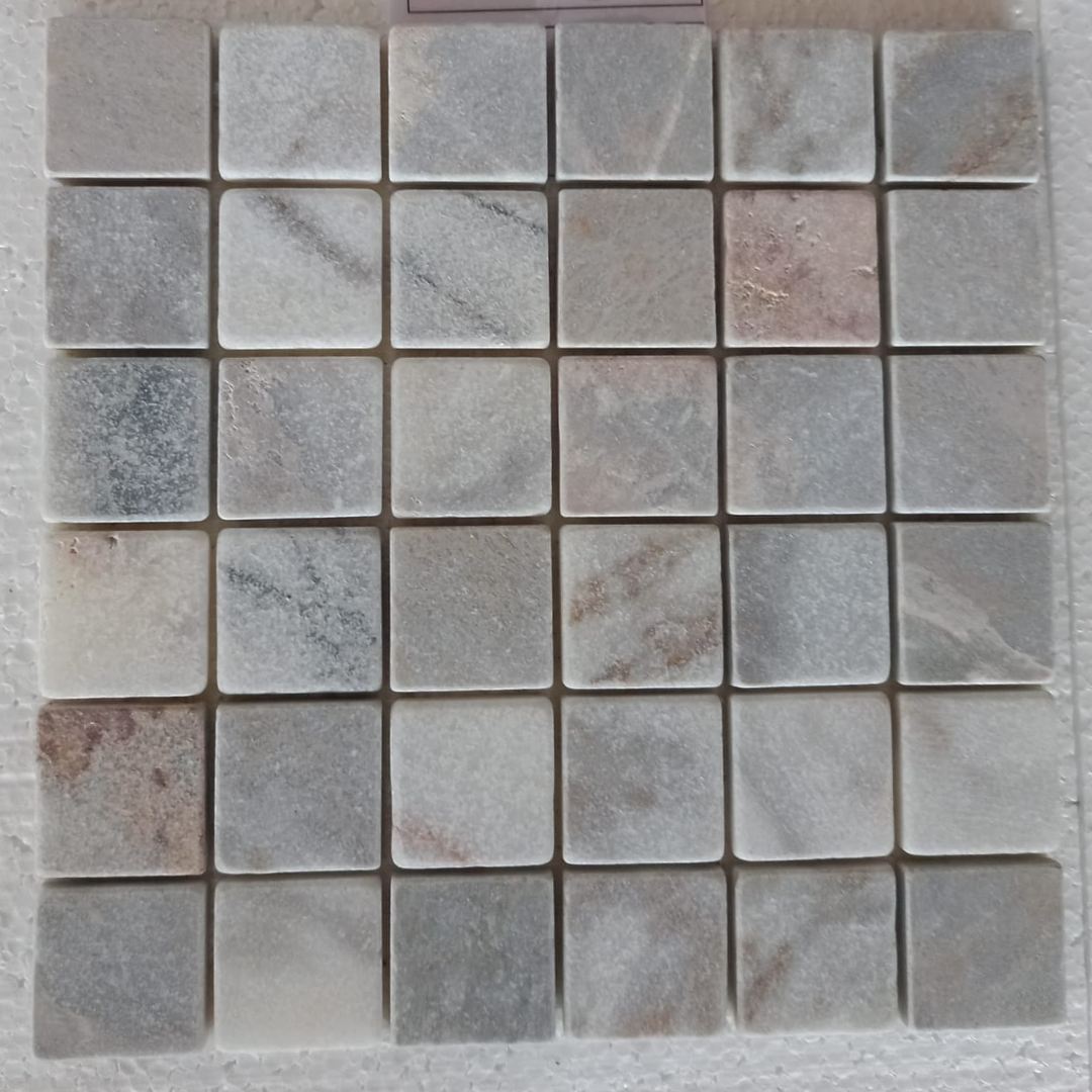 BIANCO VENUS Squares 2"X2" on mesh 12"x12" Tumbled Mosaic