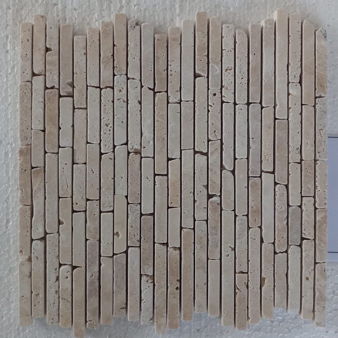 TRAVERTINE BEIGE String 12"x12" Tumbled Mosaic